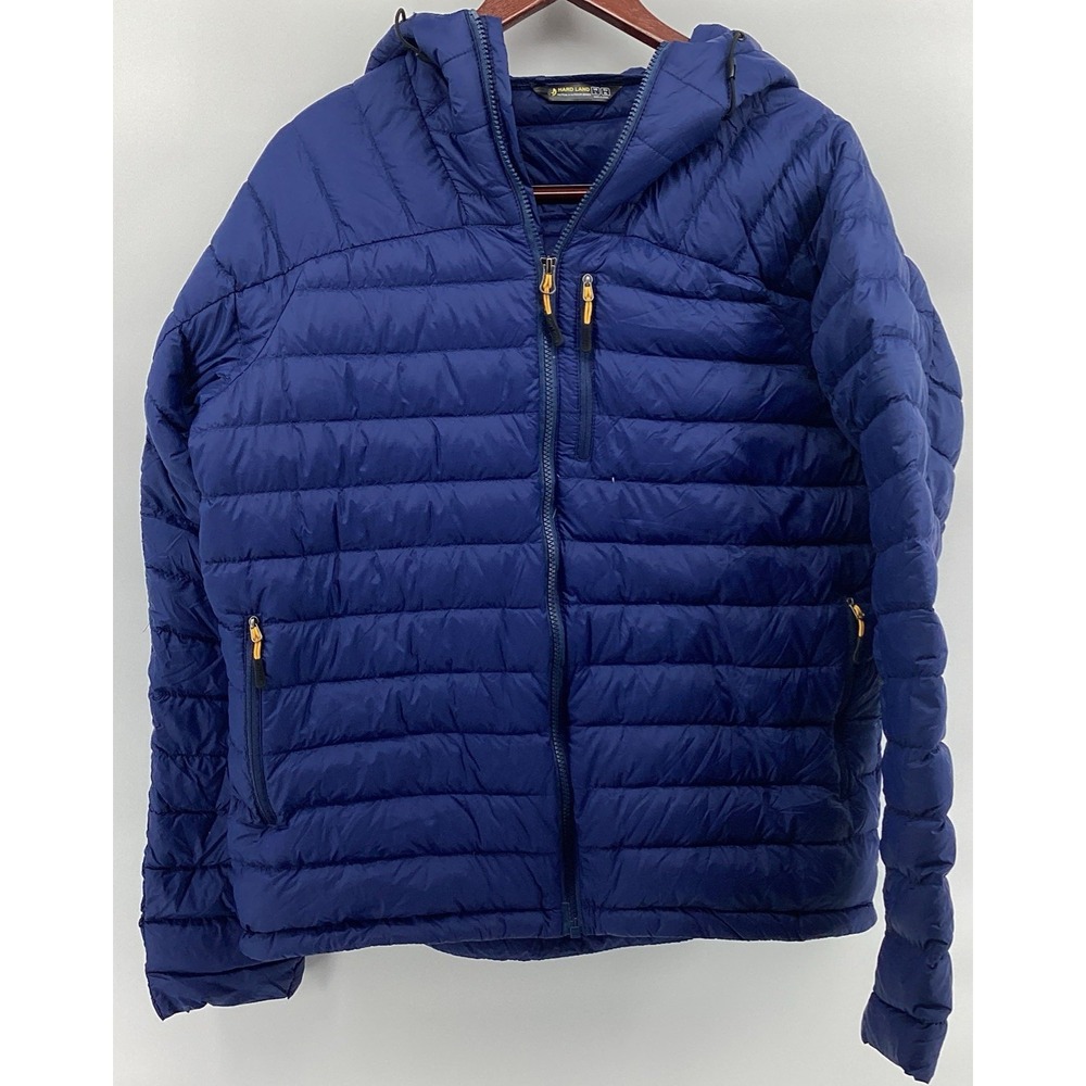 HARDLAND Down Jacket Mens Size Large Blue Puffer Full Zip Packable Adult Nylon